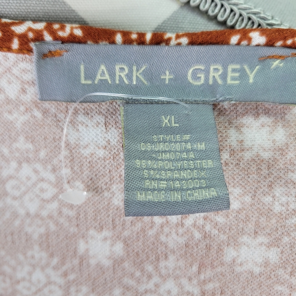Lark +Grey Faux Wrap V Neck Dress Pleated Skirt Burnt Orange Dress Size XL - Picture 7 of 8